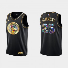 Maillot Basket Homme Philadelphia 76ers Ben Simmons 25 Nike 2021-22 Noir Golden Edition 75th Anniversary Diamond Swingman